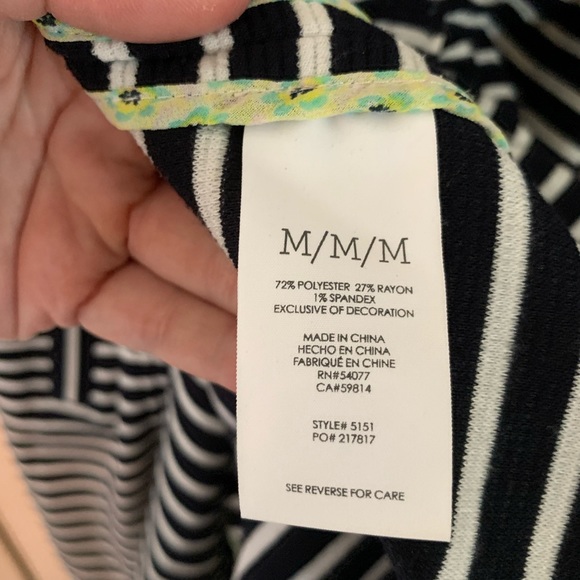 CAbi Maritime Trench Coat Blue & White Striped Nautical Jacket Style 5151 Medium - Picture 10 of 11